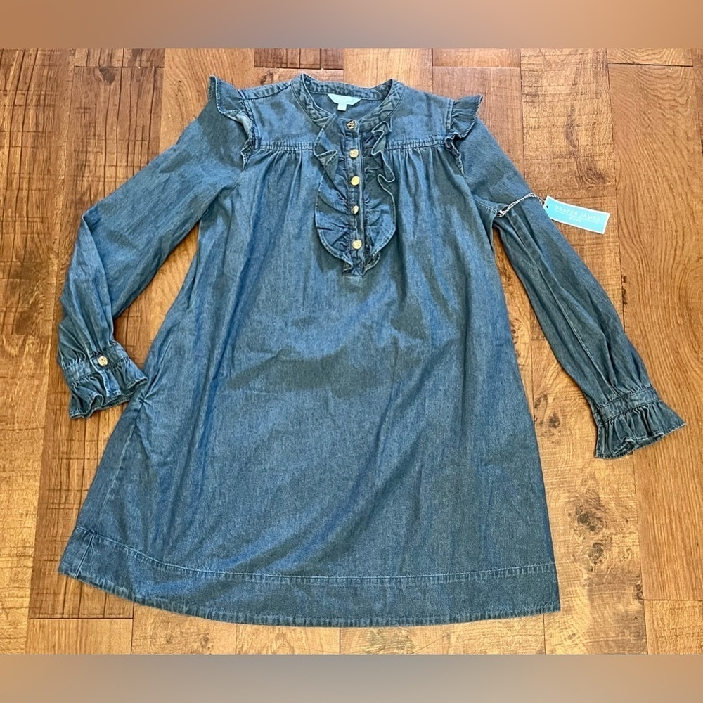 NWT draper james  rsvp jeans denim blue midi dress  women Sz Medium